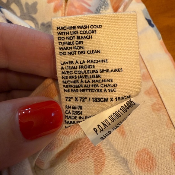 Anthropologie Orange and Blue Patterned Shower Curtain - Picture 5 of 5